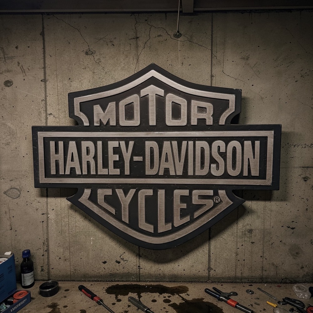 Harley-Davidson‎ 3D Wall Sign - Silver & Black Bar and Shield Logo - 15" x 12"